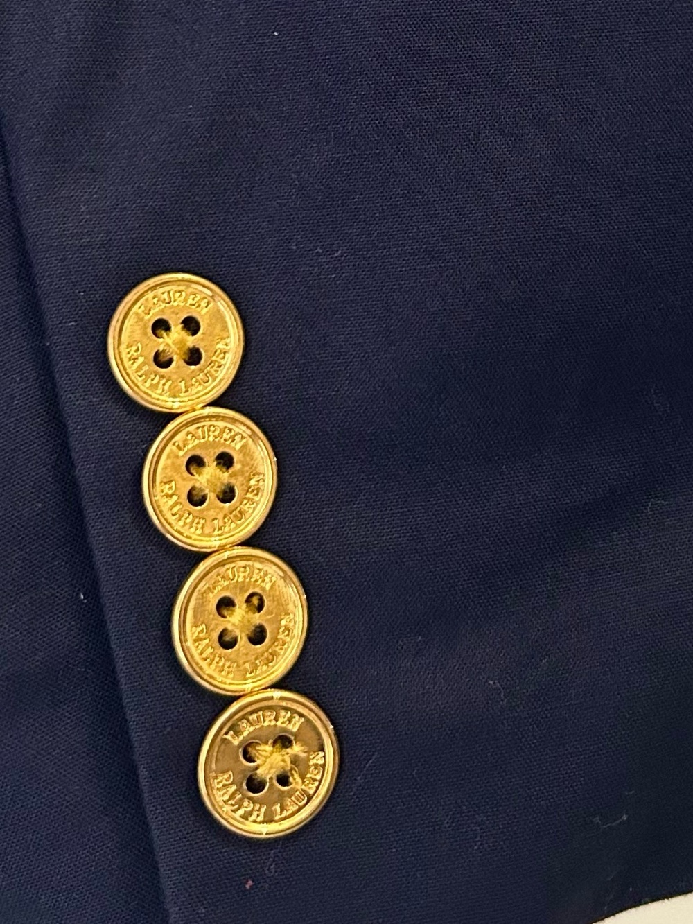 Lauren Ralph Lauren Navy Crest Blazer Gold Buttons Nautical Preppy Cotton Jacket - Picture 6 of 11